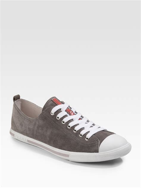 grey and black prada sneakers|prada suede sneakers men.